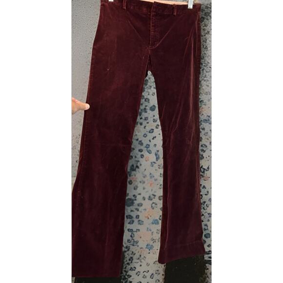 Y2K Burgundy Crushed Velvet Pants 5 RAMPAGE Corduroy Bootcut Office Siren Glam - Picture 12 of 16